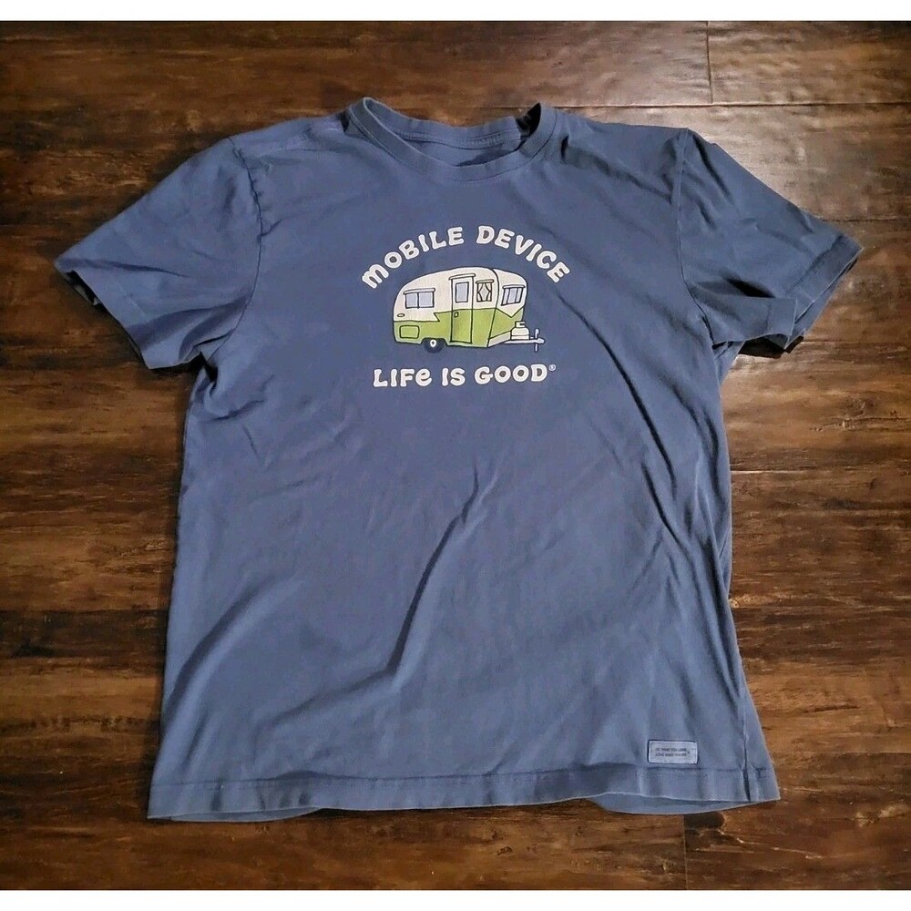 Life Is Good Mobile Device Graphic Blue T-Shirt Mens Sz M